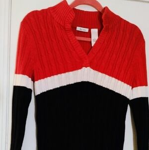 Liz & Co V-neck/snap up sweater
